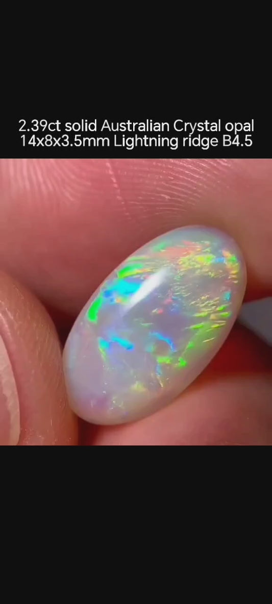 'Neon' 2.39ct solid Australian Crystal opal Lightning ridge 14x8x3.5mm