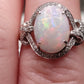 2.295ct Solid Australian Crystal opal 18ct white gold diamonds ring