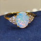 'Water Lily' 1.31ct Natural Solid Australian Crystal opal 9k gold ring