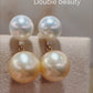 'Double Beauté' 18k gold diamond earrings genuine south sea pearls 8.7-11mm