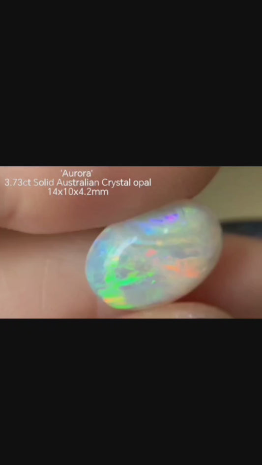 'Aurora' 3.73ct Solid Australian Crystal opal 14x10x4.2mm