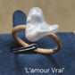 'L'amour Vrai' 18k gold ring genuine south sea white Keshi pearl 12.5x11.8mm