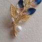 'Early Autumn' brooch genuine south sea white pearl 9.7mm