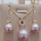 'Pink rose' 18ct gold pendant genuine freshwater pearl 13.4mm AAAA