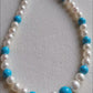 14k gold necklace Natural Sleeping Beauty Turquoise and Genuine Japanese akoya pearls