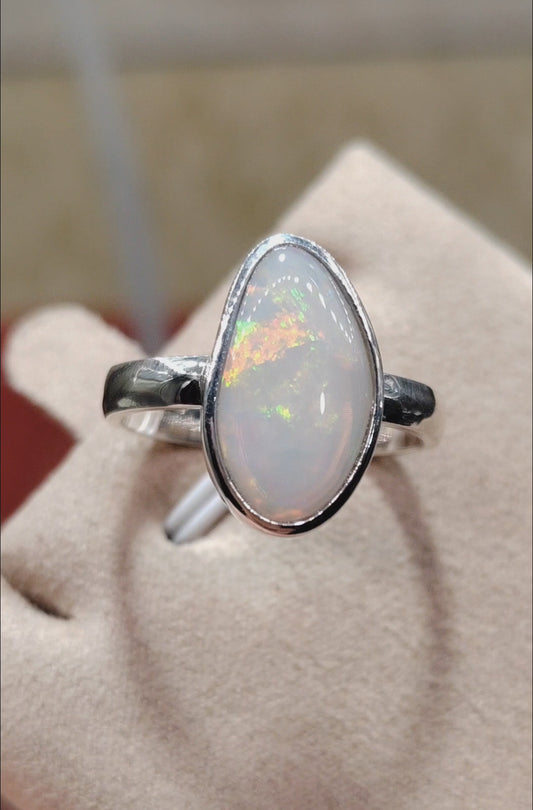 1.88ct Solid Australian Crystal opal sterling Silver cocktail ring size N