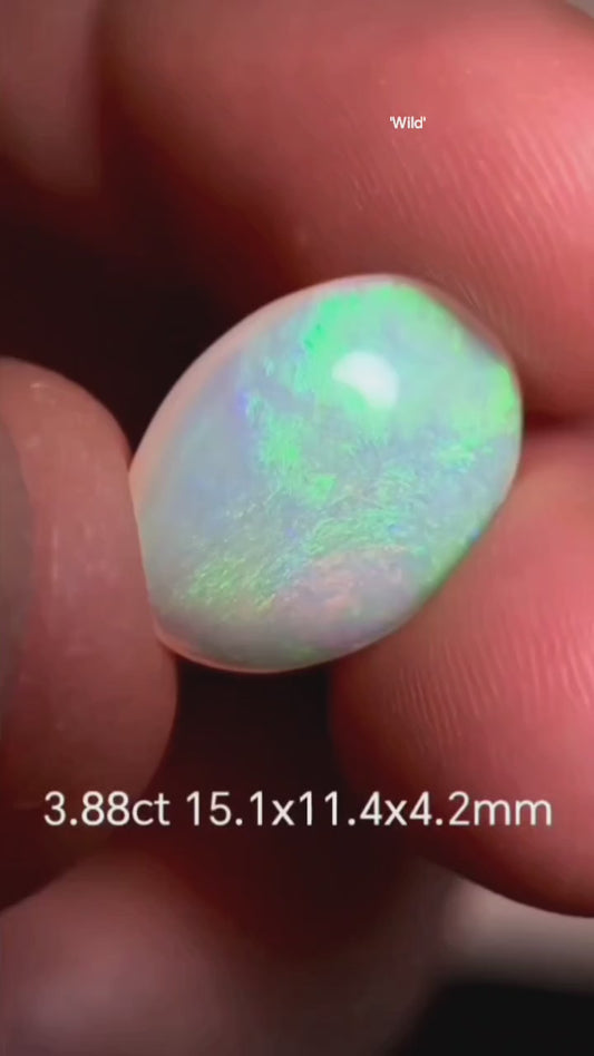 'Wild' 3.88ct Solid Australian Crystal opal Coober Pedy 15.1x11.4x4.2mm