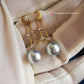 'Blue Moon' earrings 18k gold genuine Japanese akoya pearls 8mm AAAA