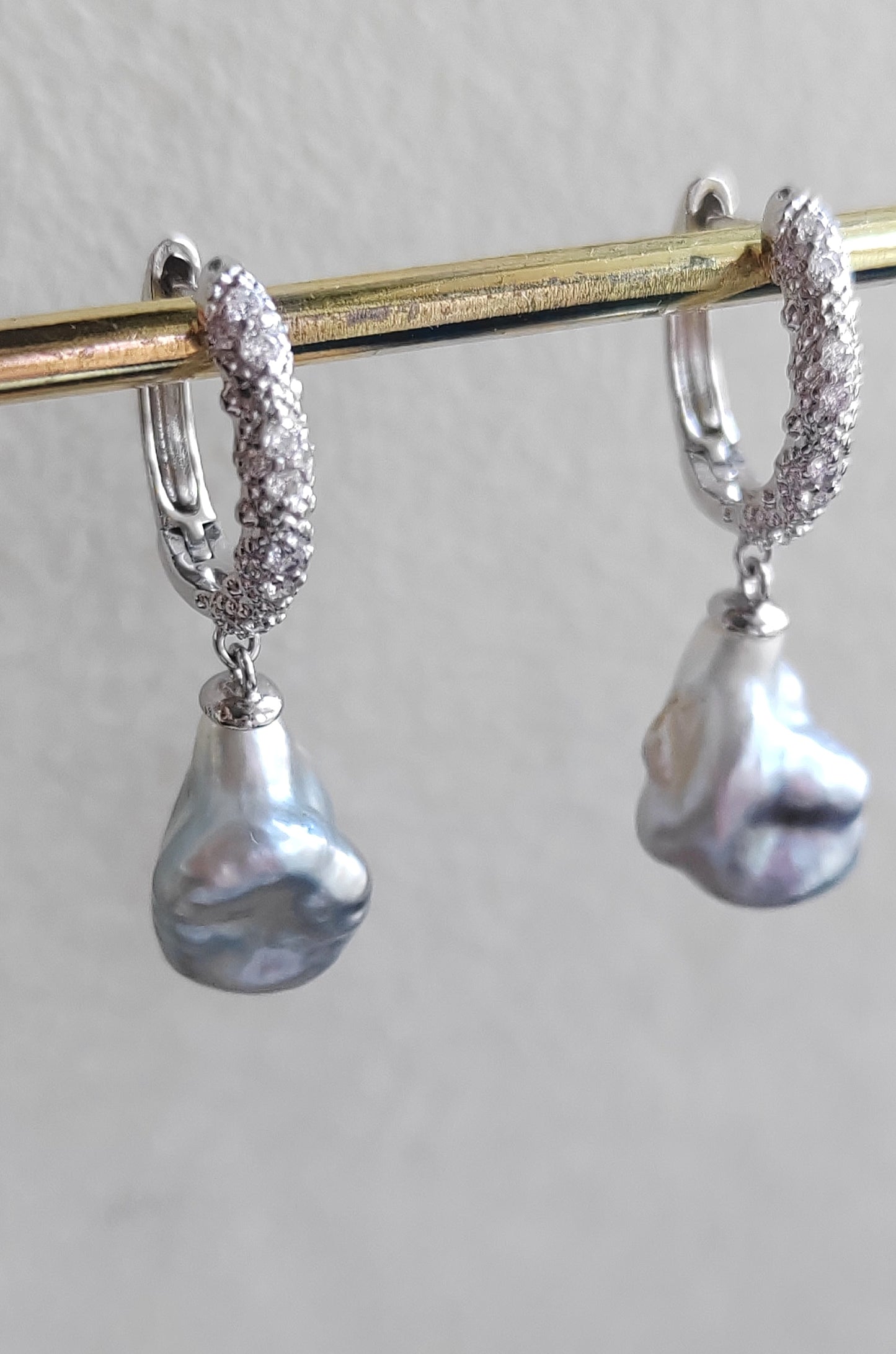 'Wild Lily' Genuine south sea Keshi pearl fairy hoop earrings