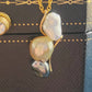 'A feather' 18k gold pendant genuine south sea & Tahitian Keshi pearls 'Wild'