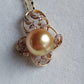 'Rococo' 14k gold pendant genuine golden south sea pearl 12.8mm Round