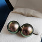 'Vivid Peacock' 14k gold every day earrings studs genuine tahitian south sea pearls 10.2mm