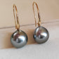 10mm Genuine Tahitian Mangareva pearl AAA 18ct gold French hook earrings