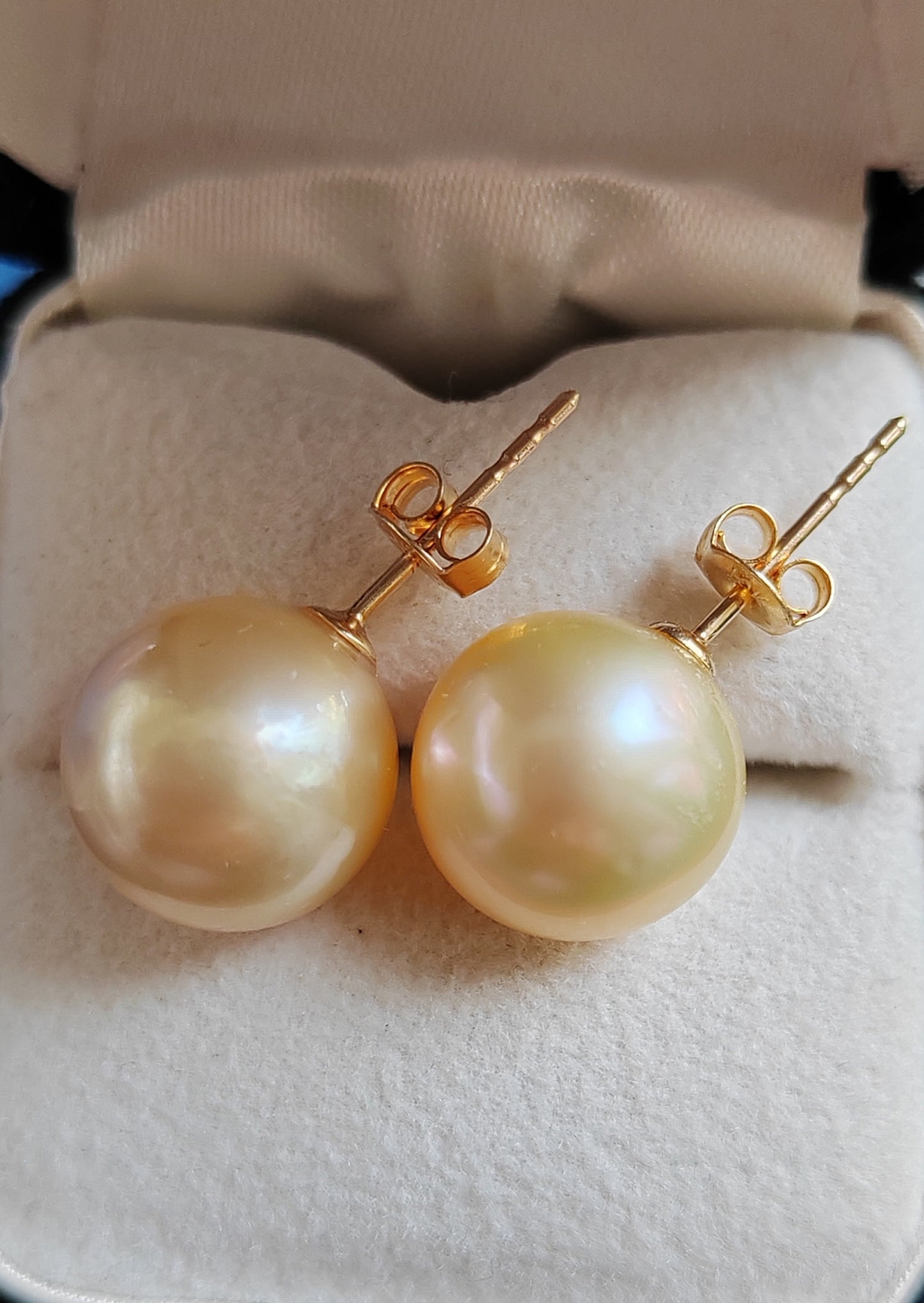 10k gold Essential earrings studs genuine golden south sea pearls 10.2mm