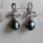 9.3mm Genuine tahitian south sea pearl Lace earrings silver