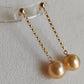 18k gold dangle earrings genuine golden south sea pearl 8.3mm