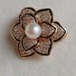 'Little Camellia' Brooch genuine freshwater pearl 6.3mm round
