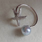 'Little star' ring genuine Keshi south Sea white pearl 6.9x7.4mm