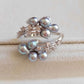 'Silver Meteor' ring genuine Japanese akoya pearls 3.6-4.1mm
