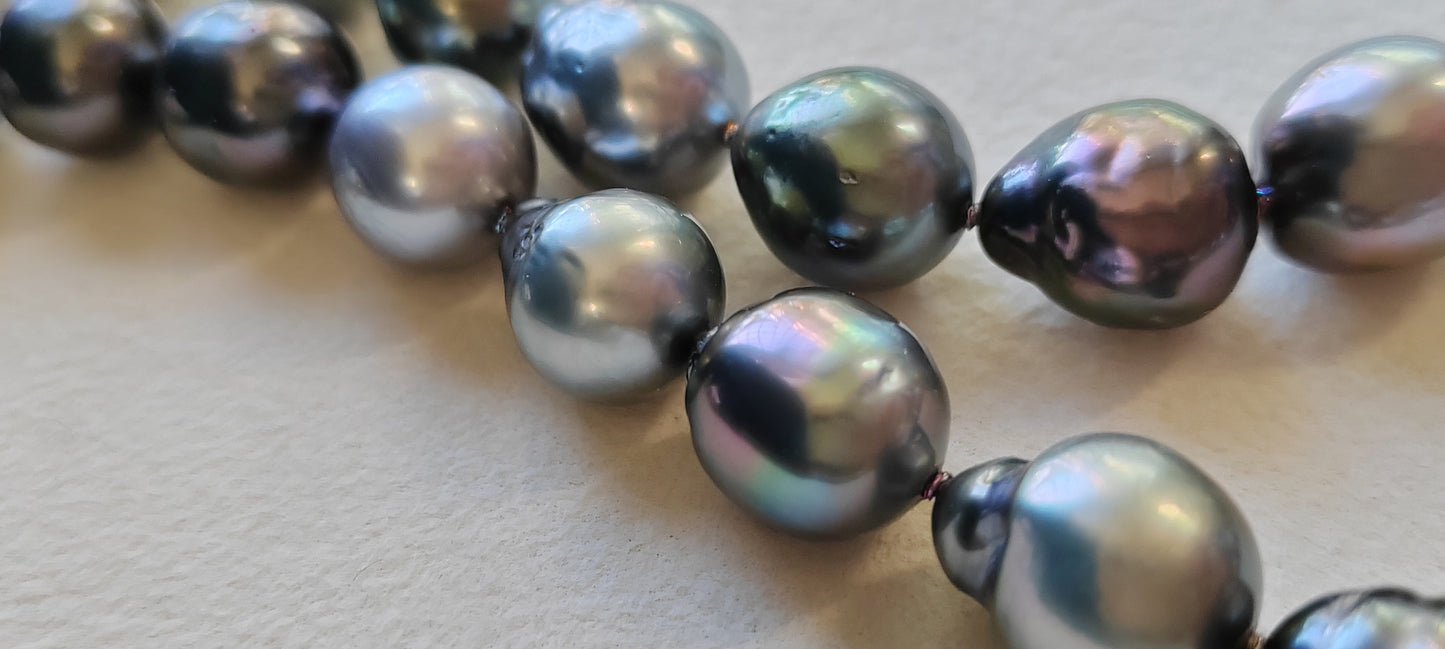 9.3-12mm Genuine Tahitian south sea pearls Baroque necklace