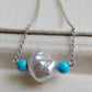 'Wild' Natural Turquoise genuine Australian south sea Keshi pearl necklace