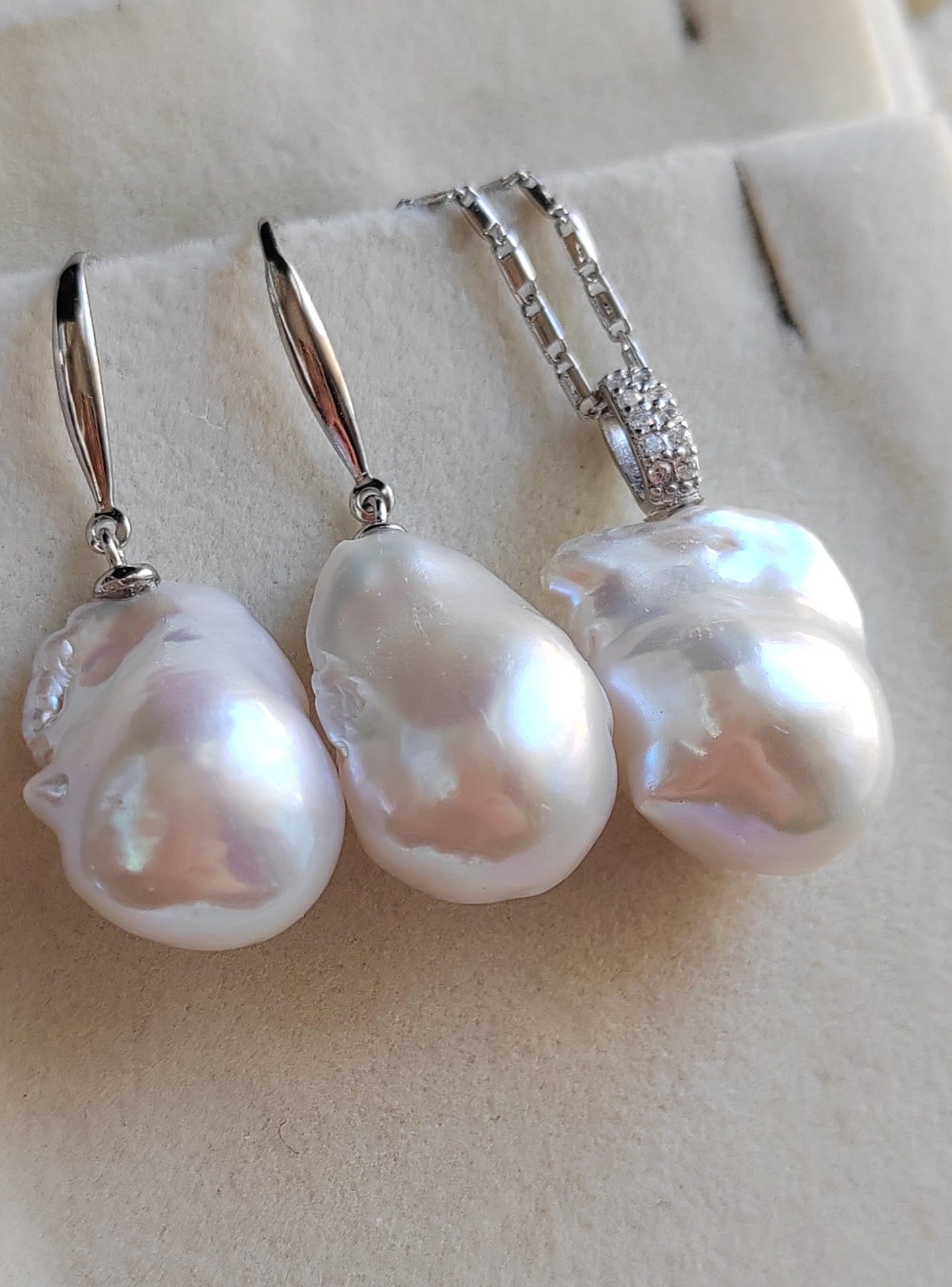 Classic baroque jewelry set Genuine freshwater pearls 13-14x18mm