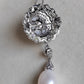 Elegant French style brooch & necklace genuine freshwater pearls 9.8-10.9mm