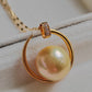 11.5mm Genuine golden south sea pearl 9k gold 'Moon' pendant