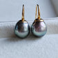9k gold French hook earrings genuine tahitian south sea pearls 11mm