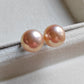 10.2mm Genuine freshwater pearls essential earrings studs Peach