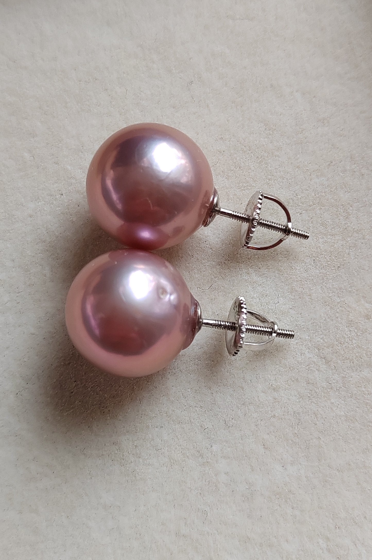 12.3mm Genuine freshwater pearls essential earrings studs silver
