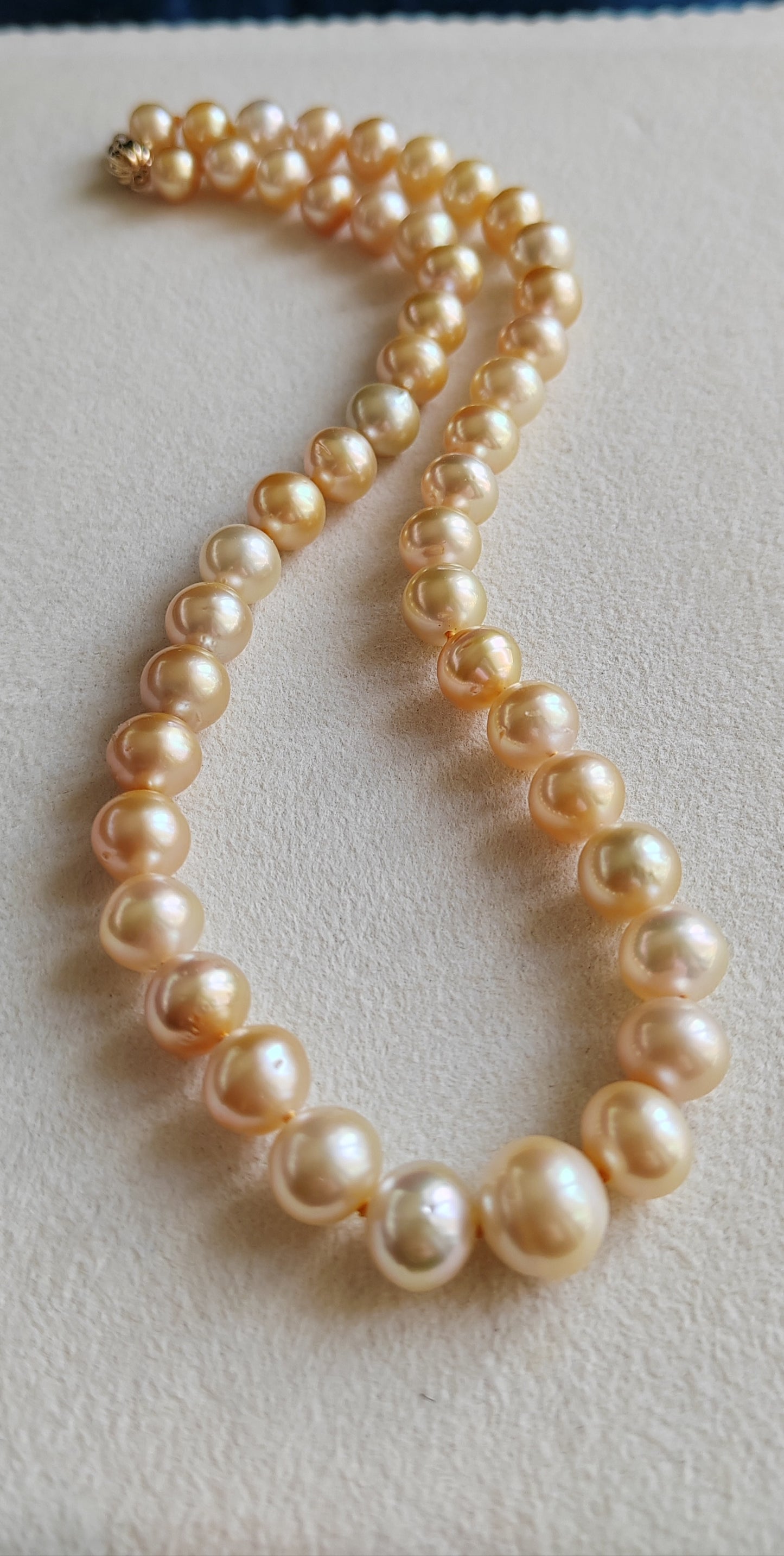 8-11.1mm Genuine golden south sea pearl necklace strand