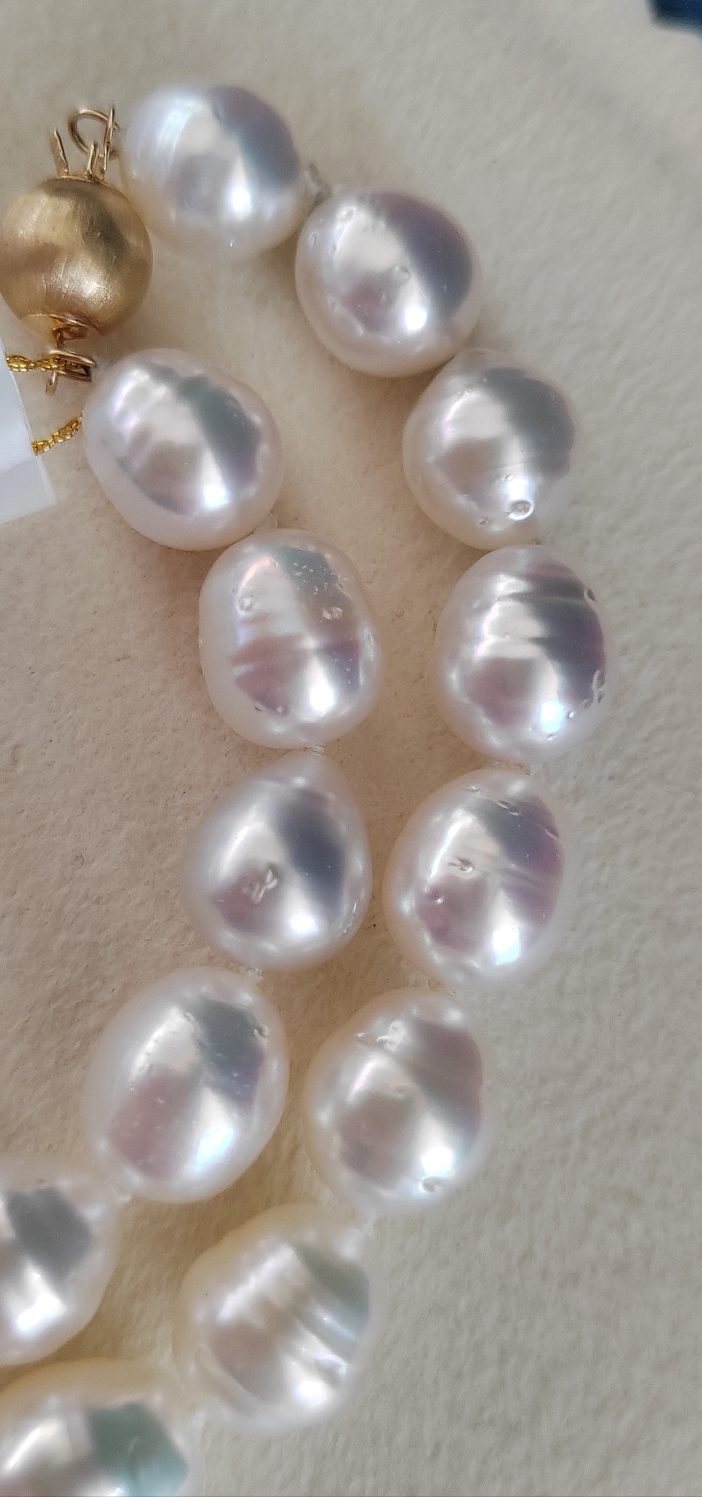 9-10.7mm Genuine south sea white pearl 14k gold necklace