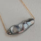 'Mermaid' 18k gold solitaire necklace Genuine Keshi Tahitian south sea pearl 9.6x25.3mm 'Wild'