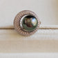 'Moon' ring genuine tahitian pearl 9.4mm
