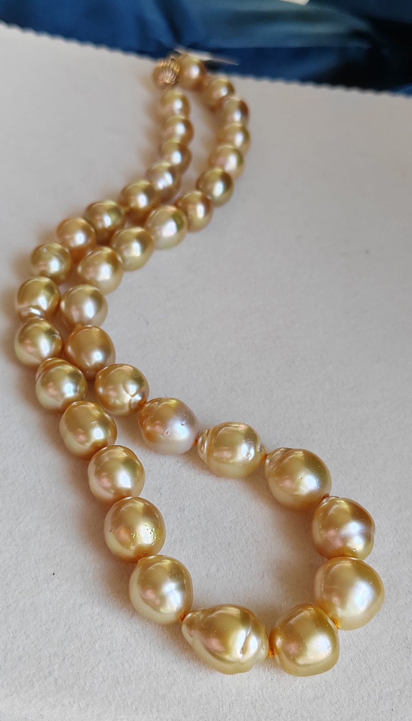 10.1-13mm Genuine golden south sea pearl baroque necklace 14k gold