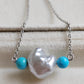 'Wild' Natural Turquoise genuine Australian south sea Keshi pearl necklace