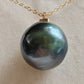 'Summer Island' Genuine tahitian Mangareva pearl 16x17mm 18ct gold diamond pendant
