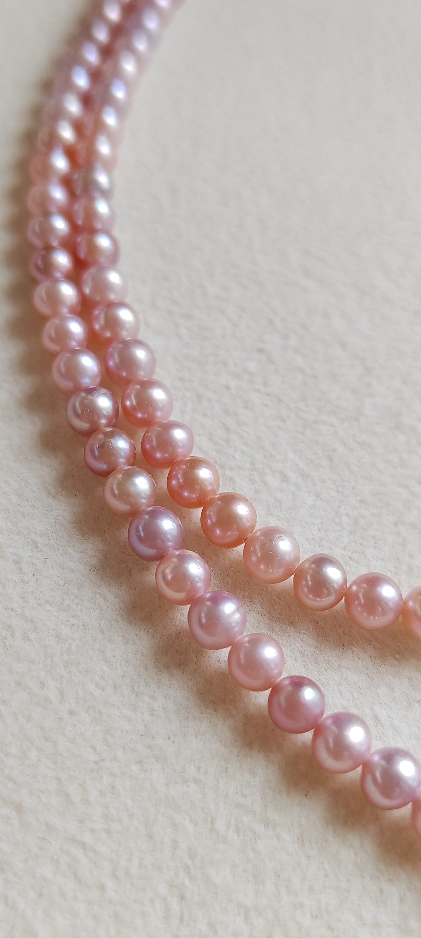 4-4.5mm Genuine freshwater pearls 'Pink lolli beans' necklace silver