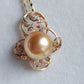 'Rococo' 14k gold pendant genuine golden south sea pearl 12.8mm Round