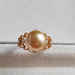 Golden lacy ring 18k gold genuine golden south sea round pearl 10.4mm AAA+ size L
