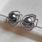 'Silver Camellia' earrings genuine tahitian south sea pearls 8.1mm