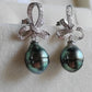 9.3mm Genuine tahitian south sea pearl Lace earrings silver