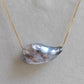 'Wild' 18k gold solitaire necklace Genuine tahitian Keshi pearl 11.2x22mm