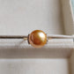 10.9mm Genuine golden south sea pearl 18k gold solitaire ring