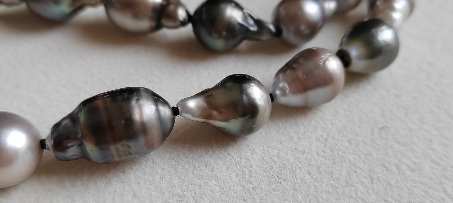 8.3-12.7mm Genuine tahitian south sea pearl baroque necklace