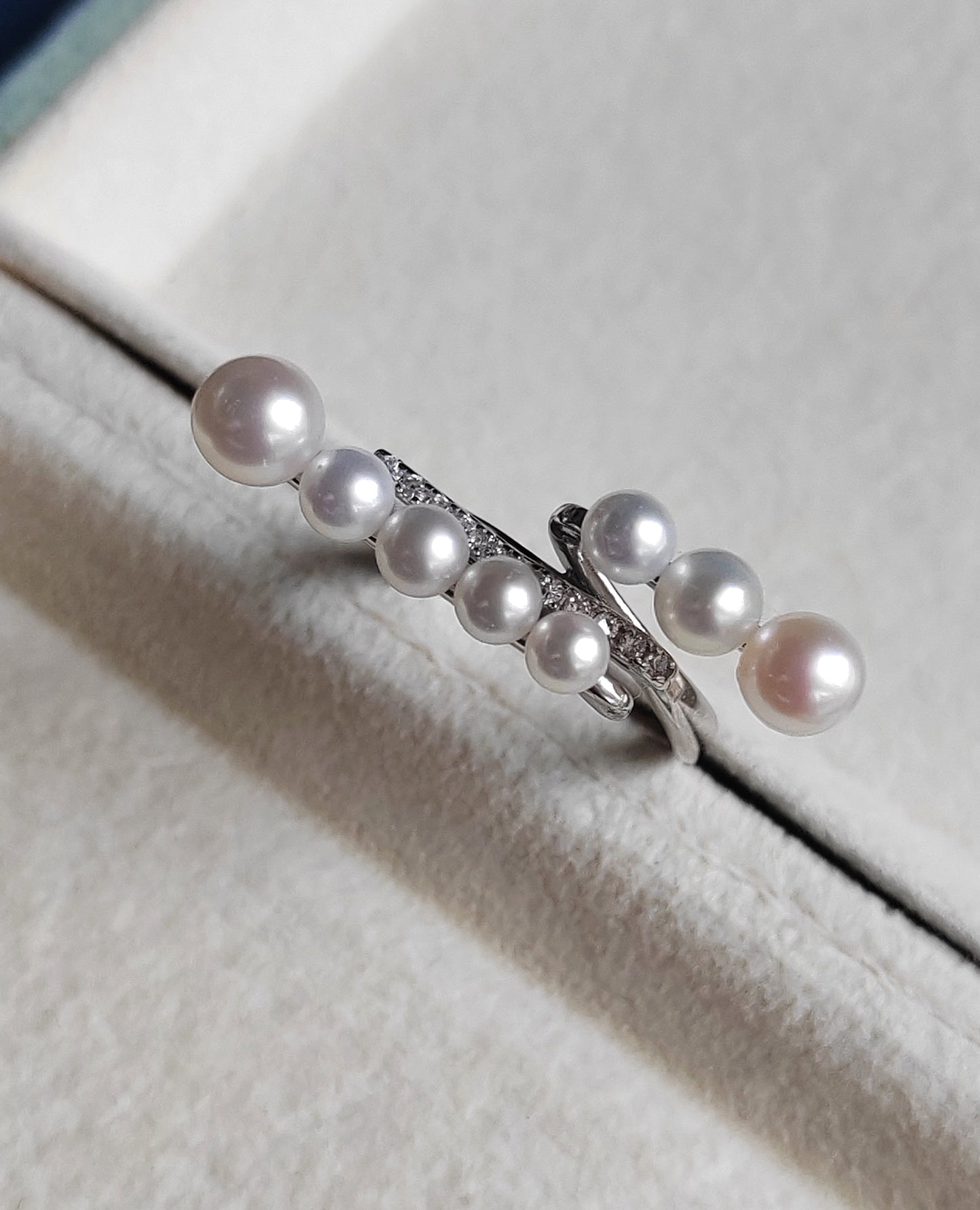 3.8-5.9mm Genuine freshwater pearls adjustable ring silver