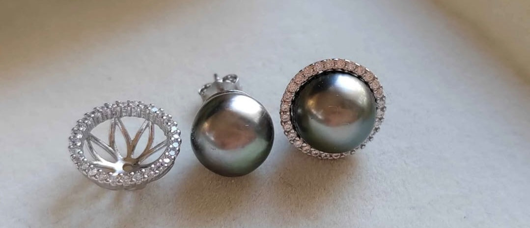 10.1mm Genuine tahitian sea pearls two way earrings