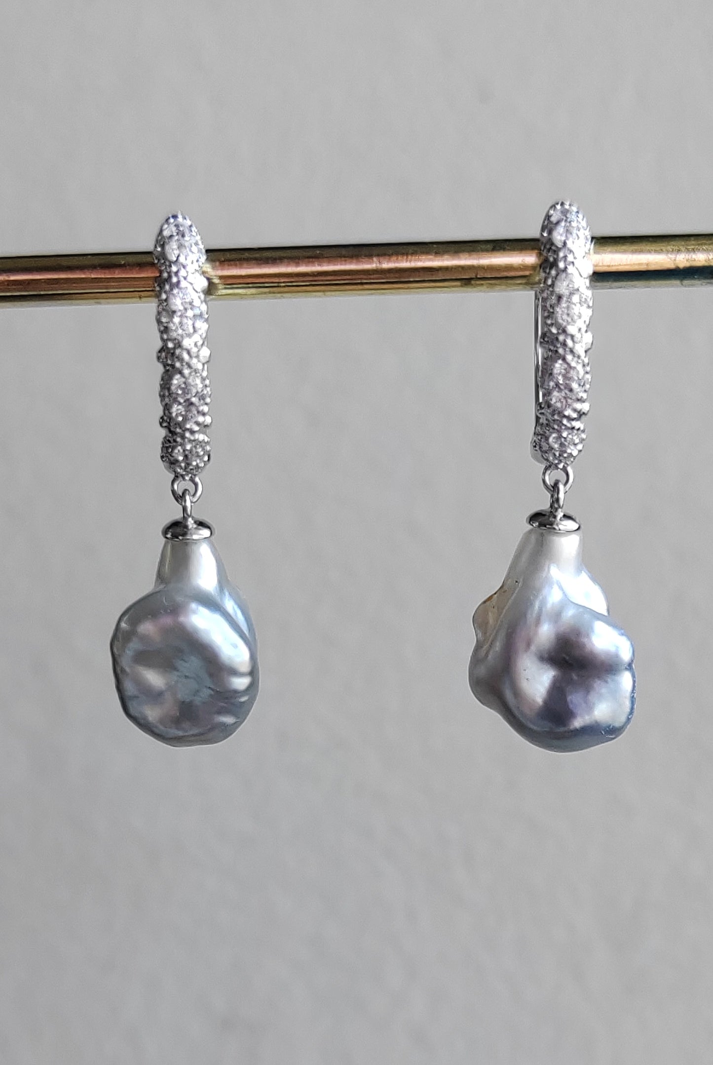 'Wild Lily' Genuine south sea Keshi pearl fairy hoop earrings