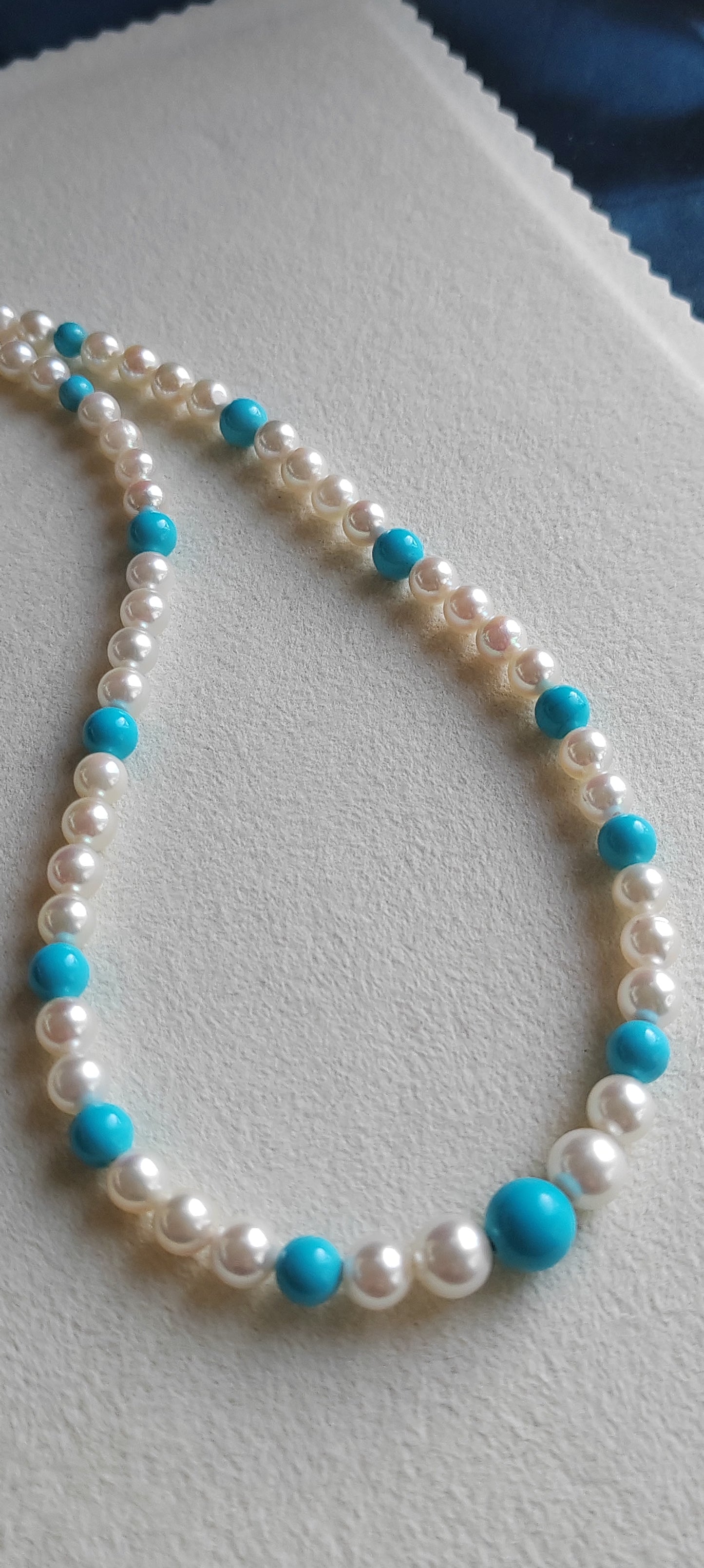14k gold necklace Natural Sleeping Beauty Turquoise and Genuine Japanese akoya pearls
